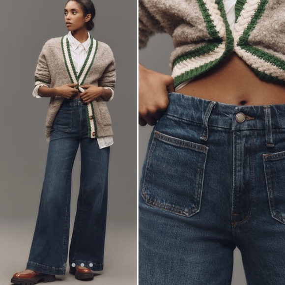 Anthropologie Denim - Good American Good Waist PALAZZO Patch Pocket Trouser Jeans Size 31